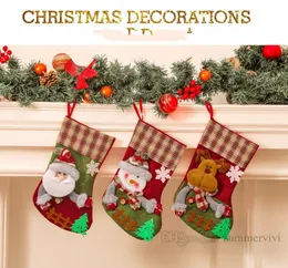 Decorazioni natalizie Babbo Natale pupazzo di neve renna applique applique Sacchetti regalo di Natale Sacchetti regalo per bambini grande griglia recinzione calzini natalizi Z4785