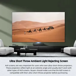 2023 ALR Ambient Light Rejecting CLR PET Black Crystal Fixed Frame Projection Screen 72"- 120" for All Ultra Short Throw UST Projector