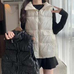 Gilet da donna Gilet ampio da donna Imbottitura invernale ispessita antivento Ritenzione del calore Tasche con risvolto senza maniche taglie forti