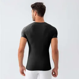 Lu Align Lu T-Shirt für Herren, schnell trocknend, hochschlagfest, Rundhalsausschnitt, leicht, dehnbar, schlankmachendes Workout-T-Shirt