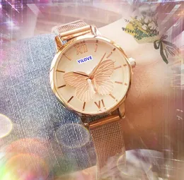 Popularny biznes miłośnicy kobiet Watch Top Designer Kwarc Ruch Zegar zegar zegarowy ze stali nierdzewnej Mesh 3D Pszczoła Dial Ultra cienkie różowe złoto srebrne Prezenty na rękę