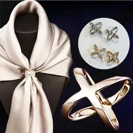 Sciarpa con fibbia a diamante agli angoli, papillon, versatile fibbia ad anello a forma di X, scialle, sciarpa, cintura e manufatto per annodare