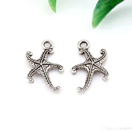 200pcs Antique Silver Alloy Starfish Charm Pendants For Jewelry Making Earrings Necklace And Bracelet 17 x 12mm2343