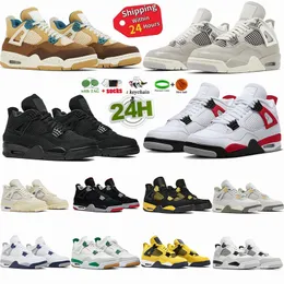 Jumpman 4s Scarpe da basket 4 Black Cat Frozen Moments Cacao Wow Georgetown SB Pine Green Fire Red Cement Mens J4 Designer Sneakers Sail Trainers