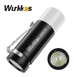 Torce Torce Wurkkos WK04 Mini Torcia USB C Torcia ricaricabile in lega di alluminio con lanterna 90CRI Luce LED bianca rossa IP68 Escursionismo Campeggio 231018