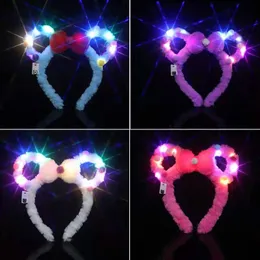 Nuova fascia per capelli a LED con fiocco luminoso in peluche, fascia per capelli per feste, orecchie di coniglio, flash, giocattolo per bambini, regalo di Natale