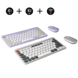 Teclado Mouse Combos modo duplo Bluetooth e 2 4G sem fio multi dispositivo compatível com Mac Windows iOS Android Combo 231019