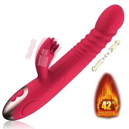 Soft Rabbit Vibrator Telescopic Vibration wbudowany obrót kulki ogrzewanie gibil wibrator żeński masturbacja zabawki seksualne dla kobiety