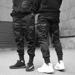 Herenbroeken Joggers Cargobroeken voor heren Casual Hip Hop Hit Color Pocket Mannelijke broeken Joggingbroeken Street chic Linten Techwear-broeken 231019