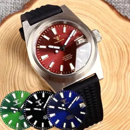 Zegarek tandorio 38 mm ar Sapphire Glass NH35A Automatyczne ruchy zegarek dla mężczyzn Red Blue Black Shanded Case 200m Wodoodporny gumowy pasek