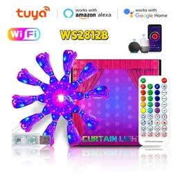 Decorações de Natal Tuya Smart Life WifiBluetooth Cortina Luz String Fada Luzes Decoração Festoon Led Garland Trabalho com Alexa Google Home 231019