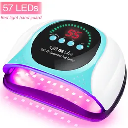 Nail Dryers 256W UV LED Red Light Nail Lamp for Gel Nail Polish With 57 Lamp Beads Auto Sensor and 4 Timers Professional LED Nail Dryer 231020
