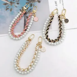 Akcesoria części worka Akcesoria Vintage Pearl Bag Pasek do torebki podwójnie warstwy Łańcuch Pearl Telefon Smycz Wykwintny DIY Zamiennik Zastąpienie