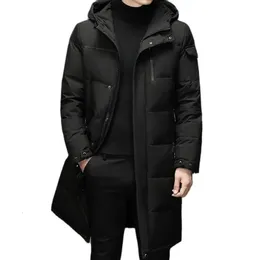 남자 조끼 겨울 흰 오리 다운 재킷 남자 후드 롱 코트 두꺼운 따뜻한 패션 남성 브랜드 파카 플러스 크기 5xl 231020