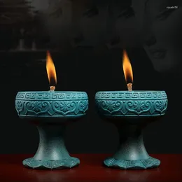 Candle Holders Ceramic Candlestick Oil Butter Lamp Holder Buddhist Household Buddha Front Retro Style Sesame ZD960