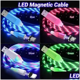 Inne automatyczne elektronika 3 w 1 USB 360 ﾰ LED Flowing Magnec Ładowarka Ładowanie telefonu do Huawei Downot Developer Motorcycles DHZ7D