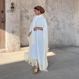 Roupas étnicas Eid Batwing Abaya Marroquino Kaftan para Mulheres Borlas Vestidos de Noite Saudita Jalabiya Islâmico Vestido Longo Muçulmano Dubai Party