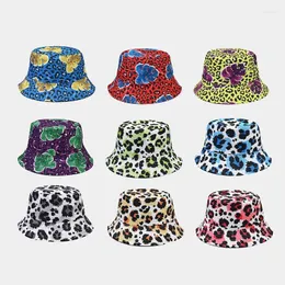 Berets moda reversível primavera verão balde chapéu homens mulheres streetwear leopardo impressão panamá pesca boné hip hop baldes chapéus