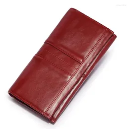 Plånböcker kvinnor plånbok mjukt läder långt multikort mynt enkel fast färg stor kapacitet handväska porte monnaie homme