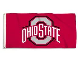 Anpassat digitalt tryck 3x5ft flaggor utomhus sport college fotboll Ohio State University Buckeyes flaggbanner för supporter och dekoration3331663