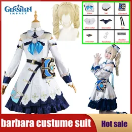 لعبة cosplay Genshin Impact Barbara Cosplay Girls Princess Dresses Lolita Maid Clothes Wig Suit Anime Anmor