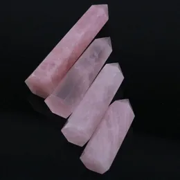 70-80mm Natural Rock Pink Rose Quartz Crystal Wand Point Healing Mineral Stone Pink300T