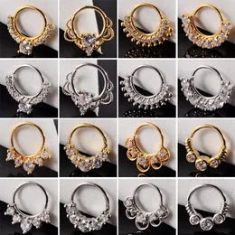 Stadnina 16pcs cz nos nose nozdrza pierścionka pierścienia chrząstka cyrkon tragus daith kolczyki septum kliknij helis conch conch debiutanta biżuteria 231020