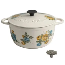 Soup Stock Pots 3Quart Enamled Cast Iron Dutch Oven with Self Lid Pot Cookware Nonstick in Multicolor Rose Shadow 3926 231019