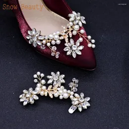 Hair Clips G32 Shiny Shoes Decorative Wedding Accessories High Heel Charm Buckle Pearl Bride Shoe Decoration Rhinestone