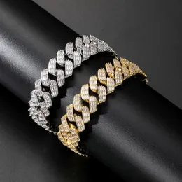 17mm Miami Baguette Zircon Zircon Set Set Box Clasp Bracelet Cuban for Men Hip Hop Iced Out Bling Rapper Jewelry 2021 Link Chain223V