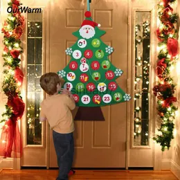 Decorações de Natal OurWarm Festa de Natal Feltro Árvore Advento Calendário Número Adesivos Porta Parede Pendurado Decorações de Natal para Casa Ano Novo 2019 x1020