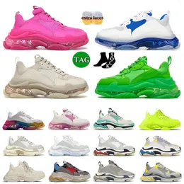 Paris Triple S Spor Sneakers Erkekler Kadın Tasarımcı Ayakkabı Lüks Siyah Beyaz Bej Deniz Mavi Yetiştirilmiş Kırmızı Pembe Erkek Eğitimler Temiz Sole Platform Tenis Sporları