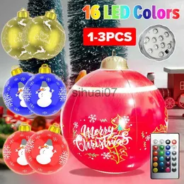 زينة عيد الميلاد 1-3pcs 60 سم كرة عيد الميلاد قابلة للنفخ 16 ألوان LED LED تفجير الكرة الداخلية في الهواء الطلق الديكور عيد الميلاد ديكور الأشجار X1020