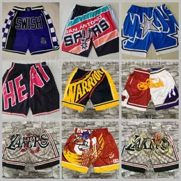Mitchell과 Ness Basketball Shorts Sport With with Pocket on Side Big Face 팀 스웨트 팬츠 Mens Fashion The Finals Retro 최고 품질 남성