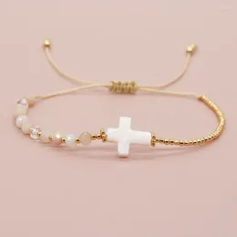 Link bransolety bohemian urok skorupa kryształ pulsera kobiety ręcznie robiona przyjaźń luksusowa para mody biżuteria złota bransoletka koralika