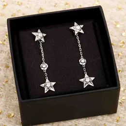 2023 Luxury quality S925 silver drop earring with diamond and double star shape design in silver color plated have box stap PS4740A