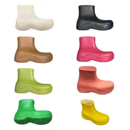 bvity puddle الكاحل boot boodber Rubber Flatform 6cm مستدير إصبع القدم طارد الماء 100 ٪ بطانة القطن لون فندان تصميم قطعة واحدة