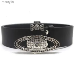 Projektant Viviene Westwoods Belt Trendy New Style 3,8 cm Diamond Studded Bluckle Paliw Damskie dżinsy