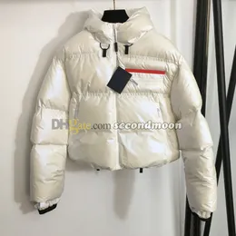 Kvinnor Luxury Down Jacket Zip Neck vadderad kappa Vintert tjocka glansiga ytterkläder Casual Style Coats