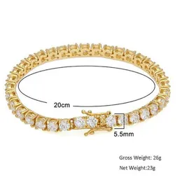 3MM 4MM 5MM 7 8 9 argent or rose 5A zircon cubique bracelets glacés chaîne Bling Hiphop Tennis bracelet de cheville 252I226p