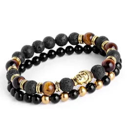 2 шт. набор мужские браслеты браслет из лавы Будды для мужчин натуральный камень бусины подарок религия йога пульсации пульсира мужской подарок holid273x