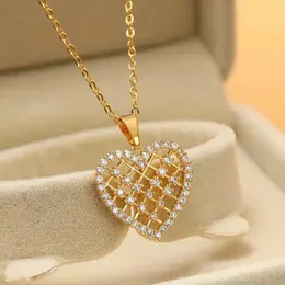 Ожерелья с подвесками Marisa, милые циркониевые кристаллы, сетчатое сердце, женские корейские модные женские свадебные украшения, женская цепочка на ключицы