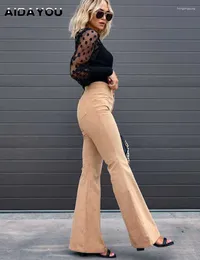 Pantaloni da donna in velluto a coste svasati da donna alti da 165 a 180 cm pantaloni lunghi elasticizzati con fondo a campana pantaloni vintage svasati gita del fine settimana Ouc598