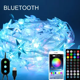 크리스마스 장식 USB RGBIC LED 스트링 라이트 WS2812B SK6812 RGB BLUETOOTH 음악 LED 라이트 풀 컬러 개별 주소 5V 231019