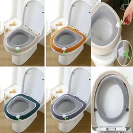 Cubiertas de asiento de inodoro Funda suave Funda protectora Universal Cojín cálido Flor con tapa abatible Manija WC Anillo Mat Invierno