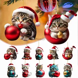 Decorações de Natal 1 pingente de gato de Natal Natal fofo animal pingente decoração interior do carro árvore de Natal decoração de casa 2024 Navidad x1020