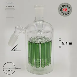 Glas-Aschefänger-Wasserpfeifen-Zubehör mit 12-Arm-Baum-Perc für Glasbongs, die Wasserpfeifen rauchen, 45-Grad-14-mm-Gelenk