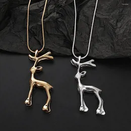 Colares Pingente Aliados Bonito Elk Deer Colar Para Mulheres Charme Moda Ouro Prata Cor Longa Cadeia Clavícula Presentes de Natal
