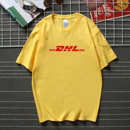 メンズTシャツイエローDHL Tシャツ男性女性ユニセックスファッショングランジ90年代カジュアルトップヒップホップルーズ半袖2491