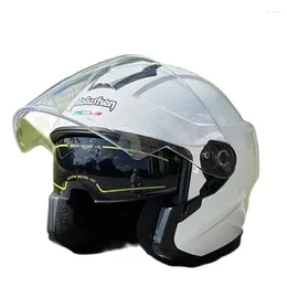 Capacetes de motocicleta DOT aprovado original branco brilhante lente dupla metade capacete corrida crianças unisex verão capacete casco